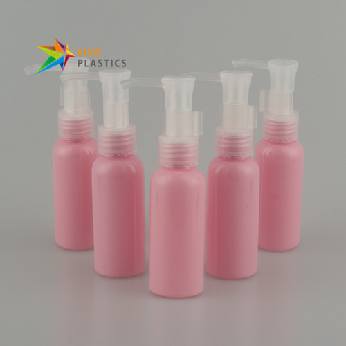 50ml Pink PET Round Shoulder Bottle with Oil Pump  50ml Pink PET Round Shoulder Bottle with Oil Pump