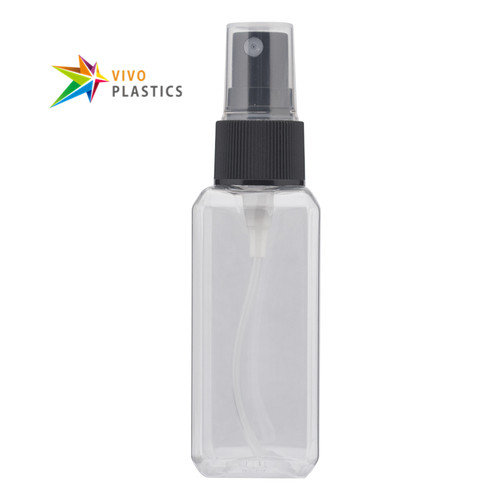 50ml Clear PET Square Bottle with Mist Spray 50ml Clear PET Square Bottle with Mist Spray