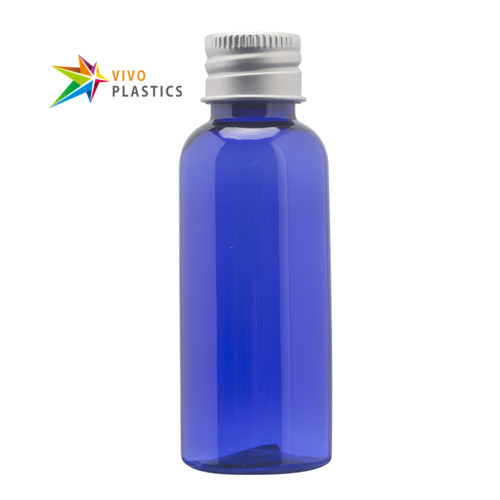 50ml PET Round Shoulder Bottle with Aluminium Cap (Matte Silver)  50ml PET Round Shoulder Bottle with Aluminium Cap (Matte Silver)