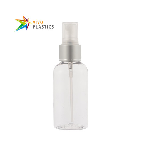 50ml Clear PET Oval Bottle with Mist Spray (Matte Silver)  50ml Clear PET Oval Bottle with Mist Spray (Matte Silver)