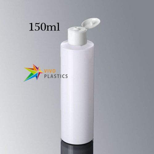 150ml White PET Plastic Square Shoulder Bottle with Flip Top Cap  150ml White PET Plastic Square Shoulder Bottle with Flip Top Cap