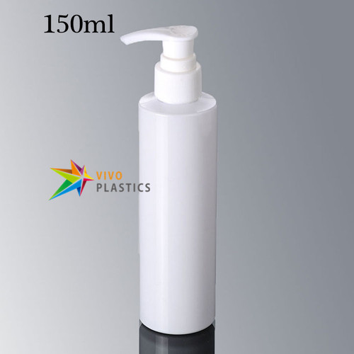 150ml White Plastic Square Shoulder Bottle with Lotion Pump  150ml White Plastic Square Shoulder Bottle with Lotion Pump