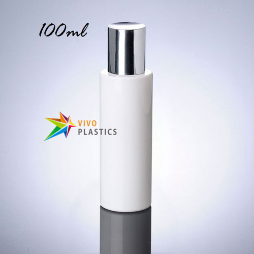 100ml White PET Plastic Square Shoulder Bottle with Shiny Silver Screw Cap 100ml White PET Plastic Square Shoulder Bottle with Shiny Silver Screw Cap