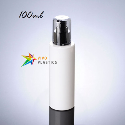 100ml White Plastic Square Shoulder Bottle with Black Treatment Pump 100ml White Plastic Square Shoulder Bottle with Black Treatment Pump