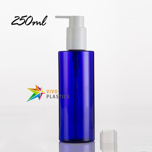 250ml Blue Plastic Square Shoulder Bottle with Lotion Pump and Lock 250ml Blue Plastic Square Shoulder Bottle with Lotion Pump and Lock