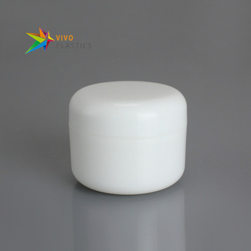 50g White PP Plastic Double Wall Jar with White Lid 50g White PP Plastic Double Wall Jar with White Lid