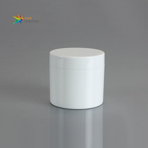 500g White PS Plastic Double Wall Jar with White Lid  500g White PS Plastic Double Wall Jar with White Lid