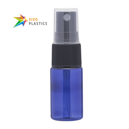 10ml Blue PET Plastic Square Shoulder Bottle with Mist Spray 