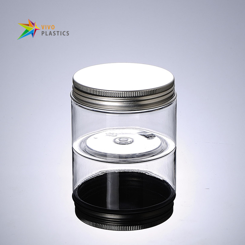 150g Clear PET Plastic Cosmetic Jar with Silver Aluminium Lid 