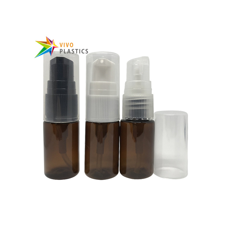 10ml Amber PET Plastic Square Shoulder Bottle with Treatment Pump