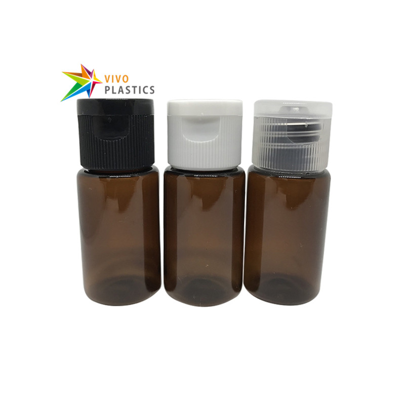 10ml Amber PET Plastic Square Shoulder Bottle with Flip Top Cap