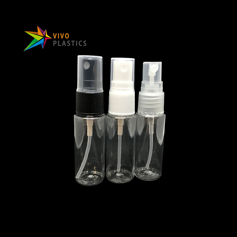 20ml Clear PET Plastic Square Shoulder Bottle with Mist Spray 