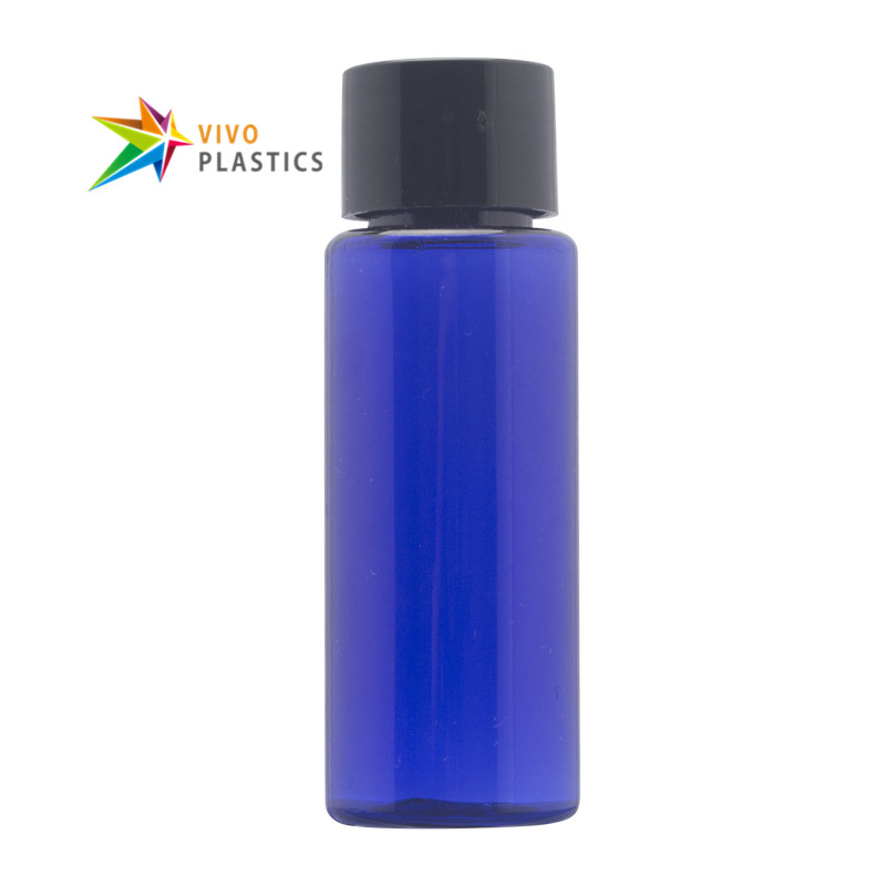 20ml Blue PET Plastic Square Shoulder Bottle with Screw Cap 