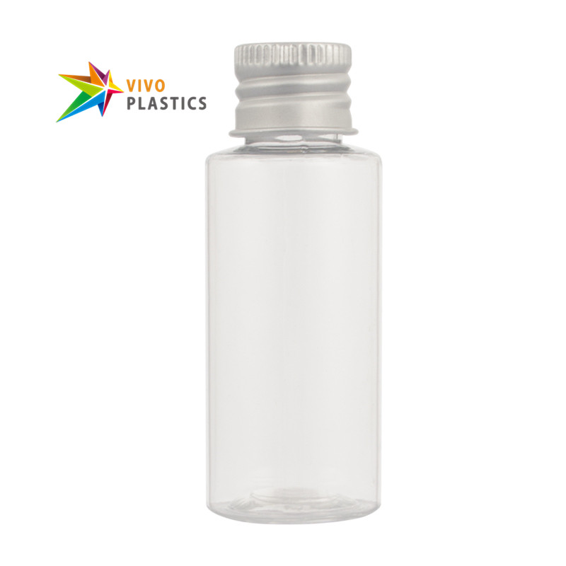 30ml Clear Plastic Square Shoulder Bottle with Aluminium Cap 