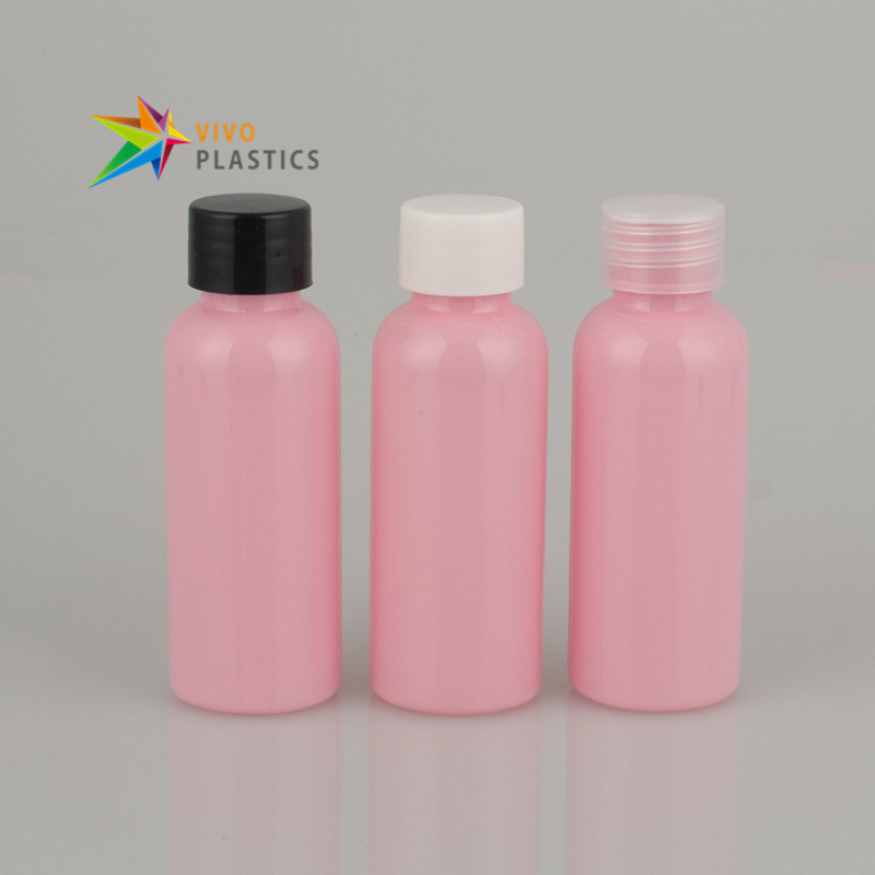 50ml Pink PET Round Shoulder Bottle with Screw Cap 