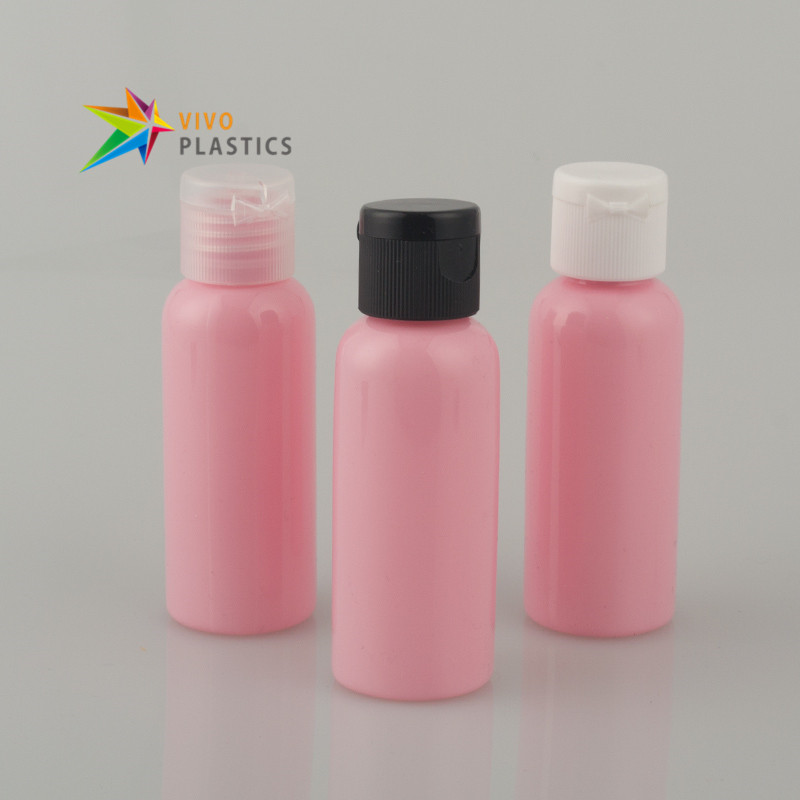 50ml Pink PET Round Shoulder Bottle with Flip Top Cap