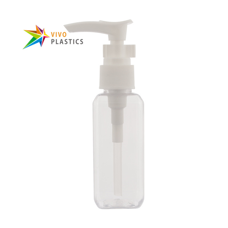 50ml Clear PET Square Bottle with Lotion Pump 
