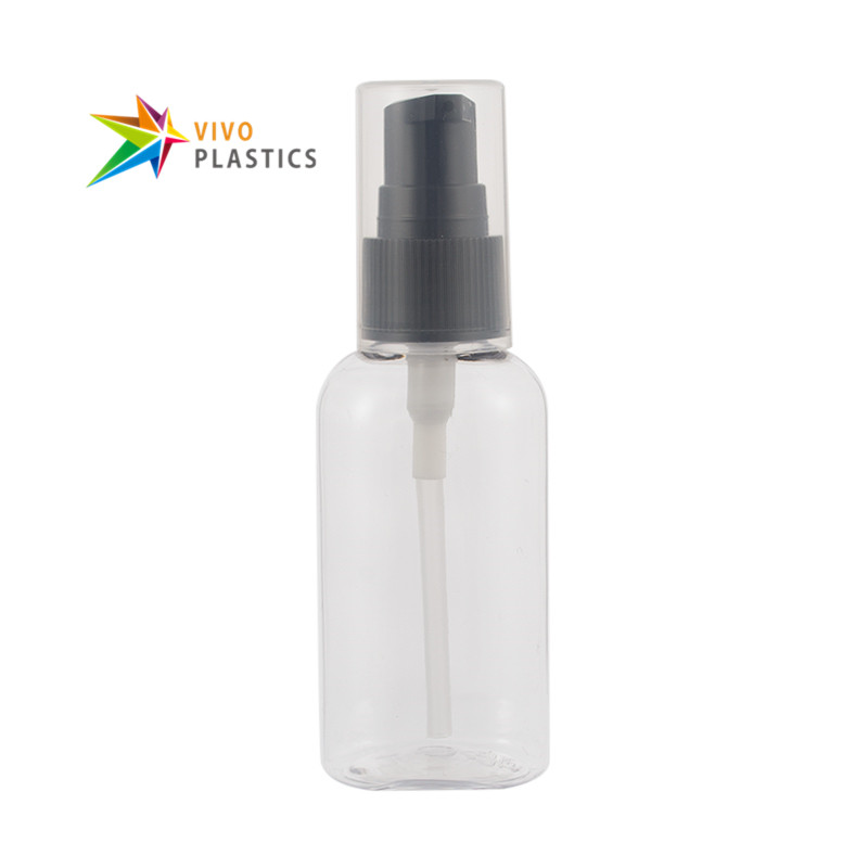 50ml Clear PET Oval Bottle with Treatment Pump  50ml Clear PET Oval Bottle with Treatment Pump