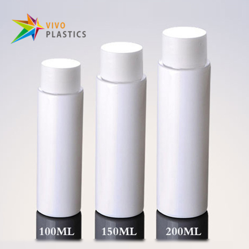 200ml White PET Plastic Square Shoulder Bottle with with White Screw Cap