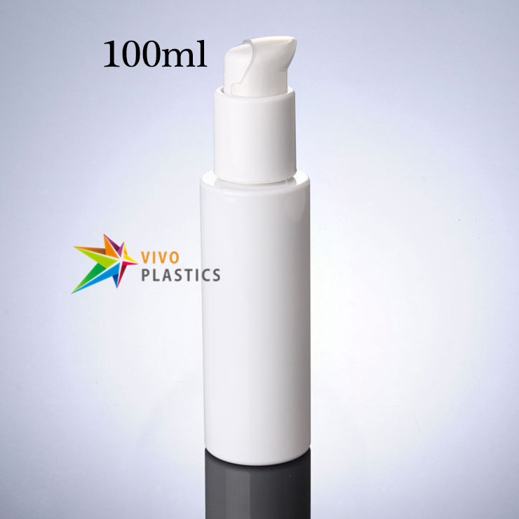 100ml White Plastic Square Shoulder Bottle with Treatment Pump and Lock