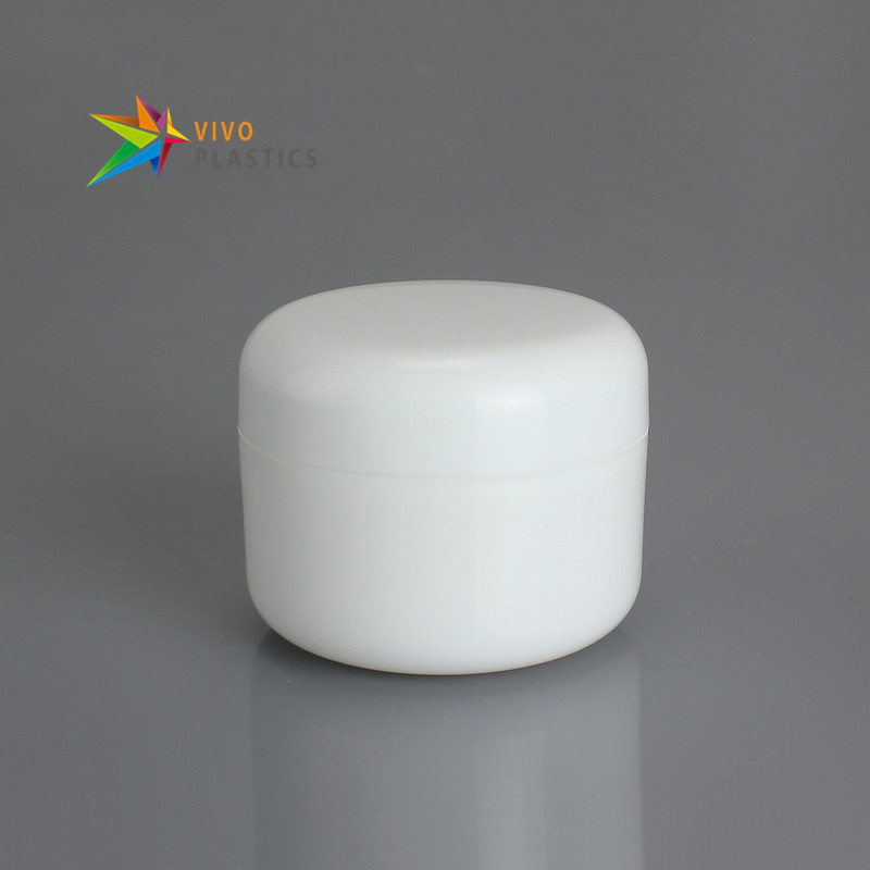 200g White PP Plastic Double Wall Jar with White Lid  200g White PP Plastic Double Wall Jar with White Lid