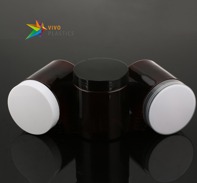 250g Dark Amber PET Plastic Cosmetic Jar with Lid  250g Dark Amber PET Plastic Cosmetic Jar with Lid