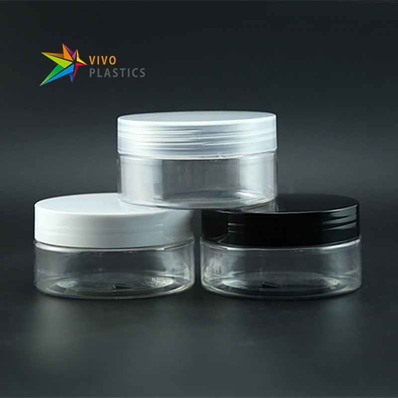 80g Clear PET Plastic Cosmetic Jar with Lid, 71.5mm Bottom Diameter