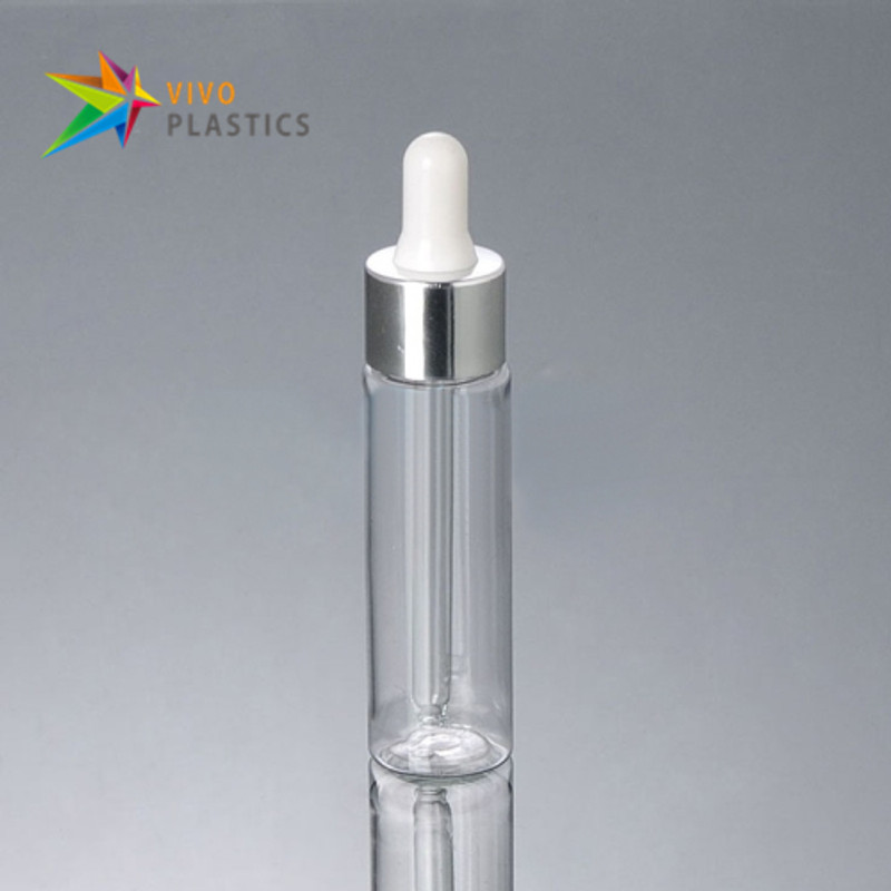30ml Clear PET Plastic Square Shoulder Bottle with Dropper 