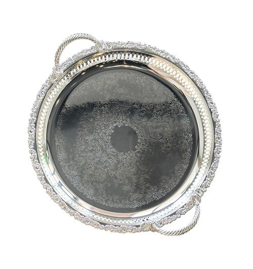 Round sliver metal tray