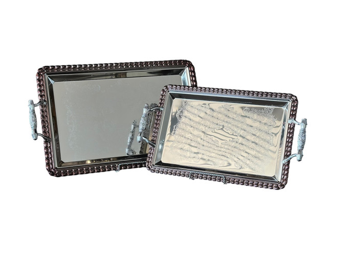 Metallic/sliver tray set