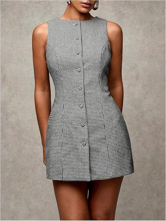 Plaid Sleeveless Mini Dress