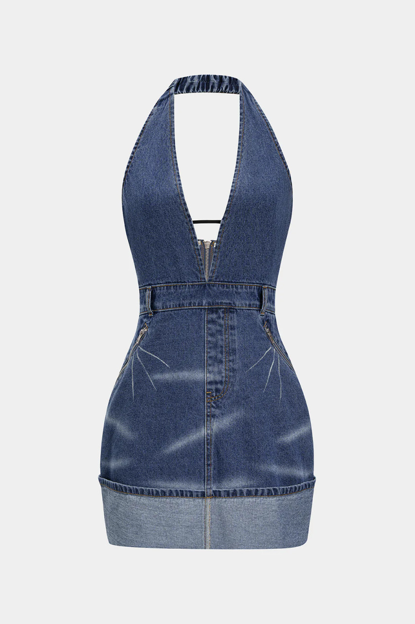 Fitted Blue Denim Piece