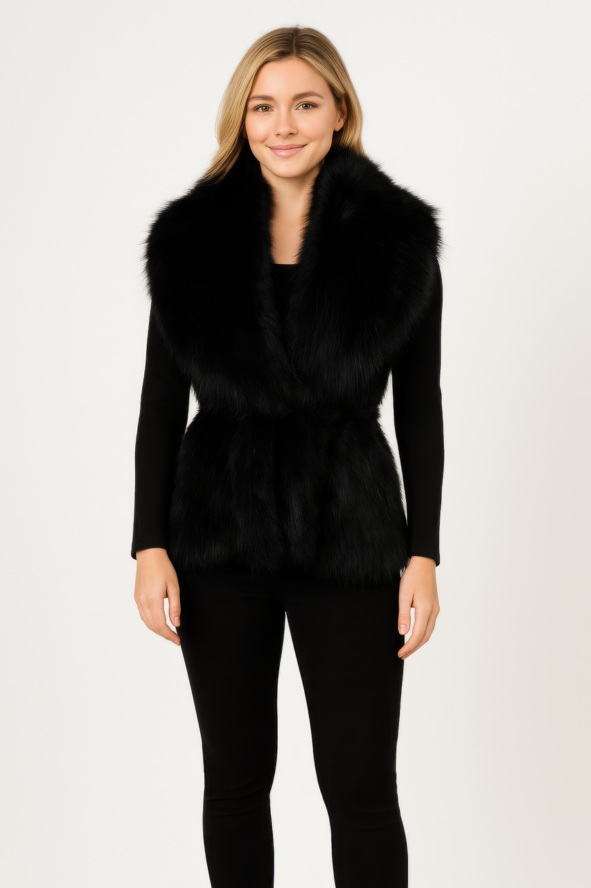 Midnight Noir Faux Fur Statement Vest