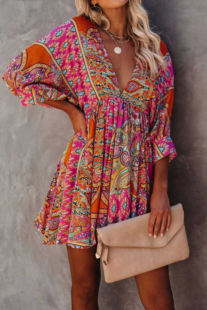 Sunset Mosaic Babydoll Dress