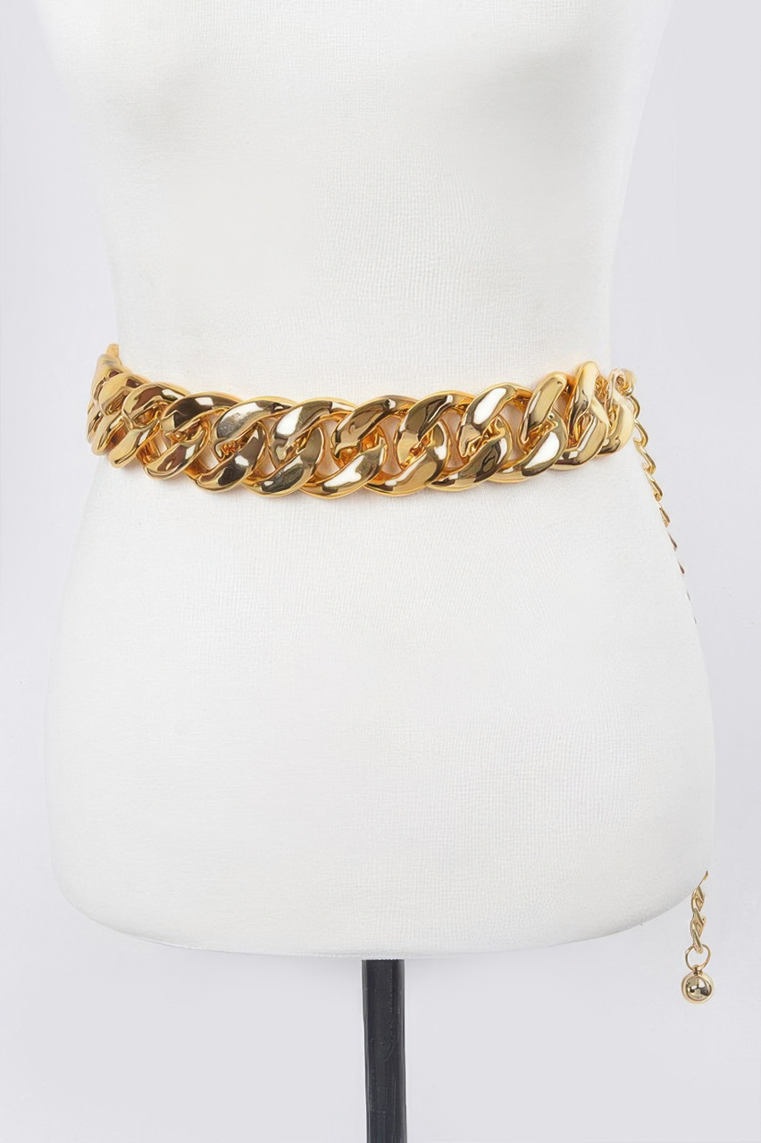 Chunky Gold Cuban Link Statement Chain Belt