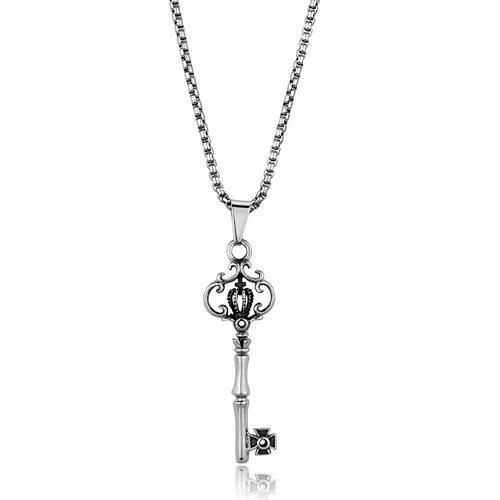 Sovereign Crown Skeleton Key Pendant Necklace