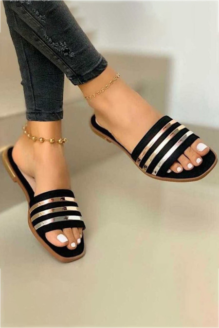 Stripe Black Flip Flops