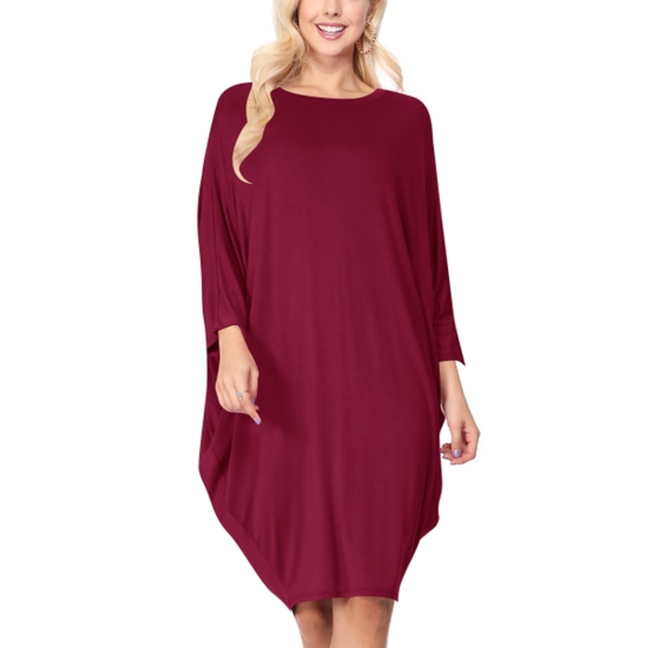 Hot Knit Crew Neck Midi Dress, Solid Jersey