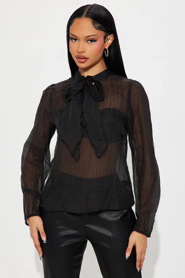 Chiffon Neck Tie Blouse