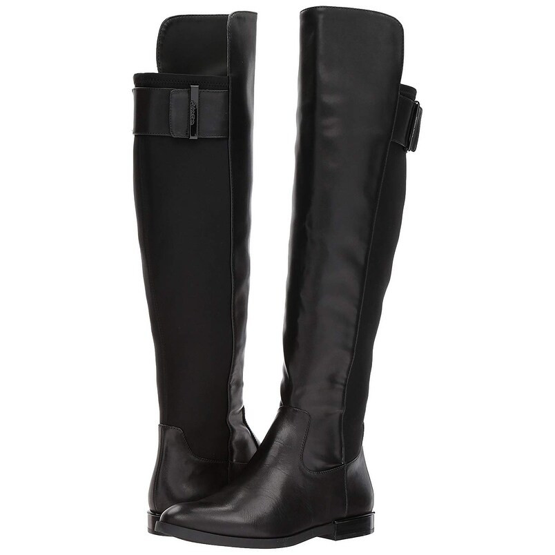 Calvin Klein Womens Pryia Leather Almond Toe Knee High Chelsea Boot