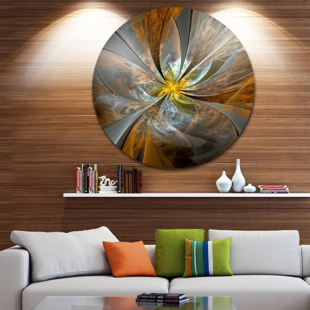 Yellow Circle Abstract Metal Wall Art