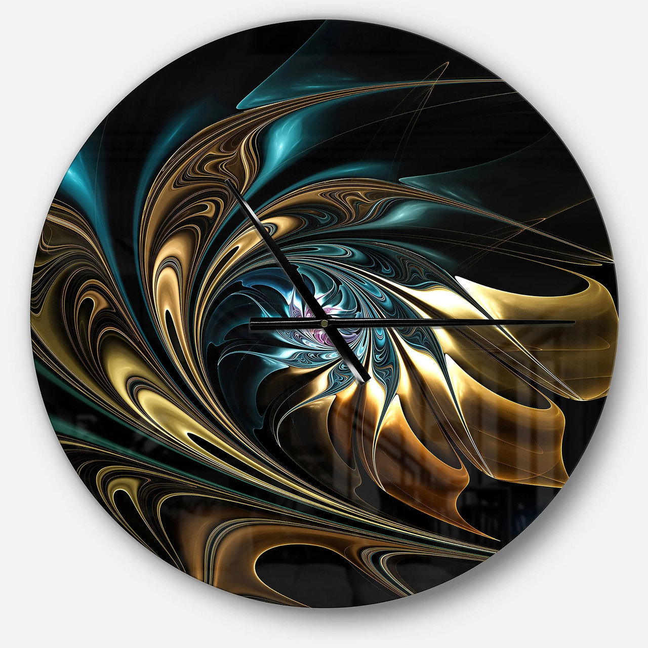 Blue Abstract Fractal Circle Wall Clock
