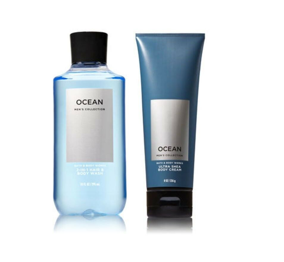 Ocean, Bath and Body Works Men Set Body Cream & 2-in-1 Hair + Body Wash