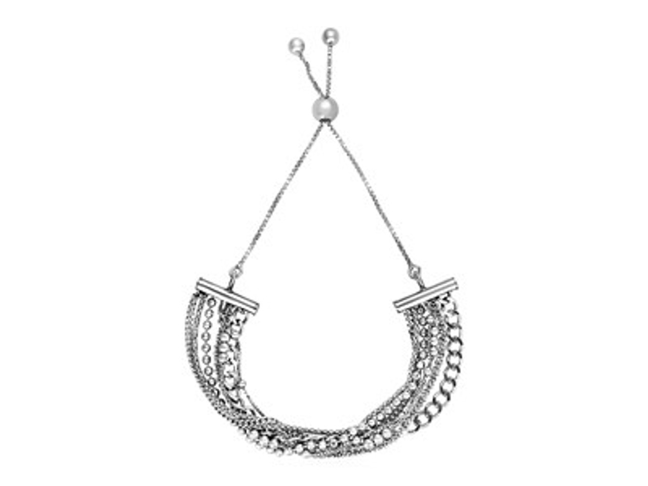 Sterling Silver Adjustable Multi Chain Bracelet