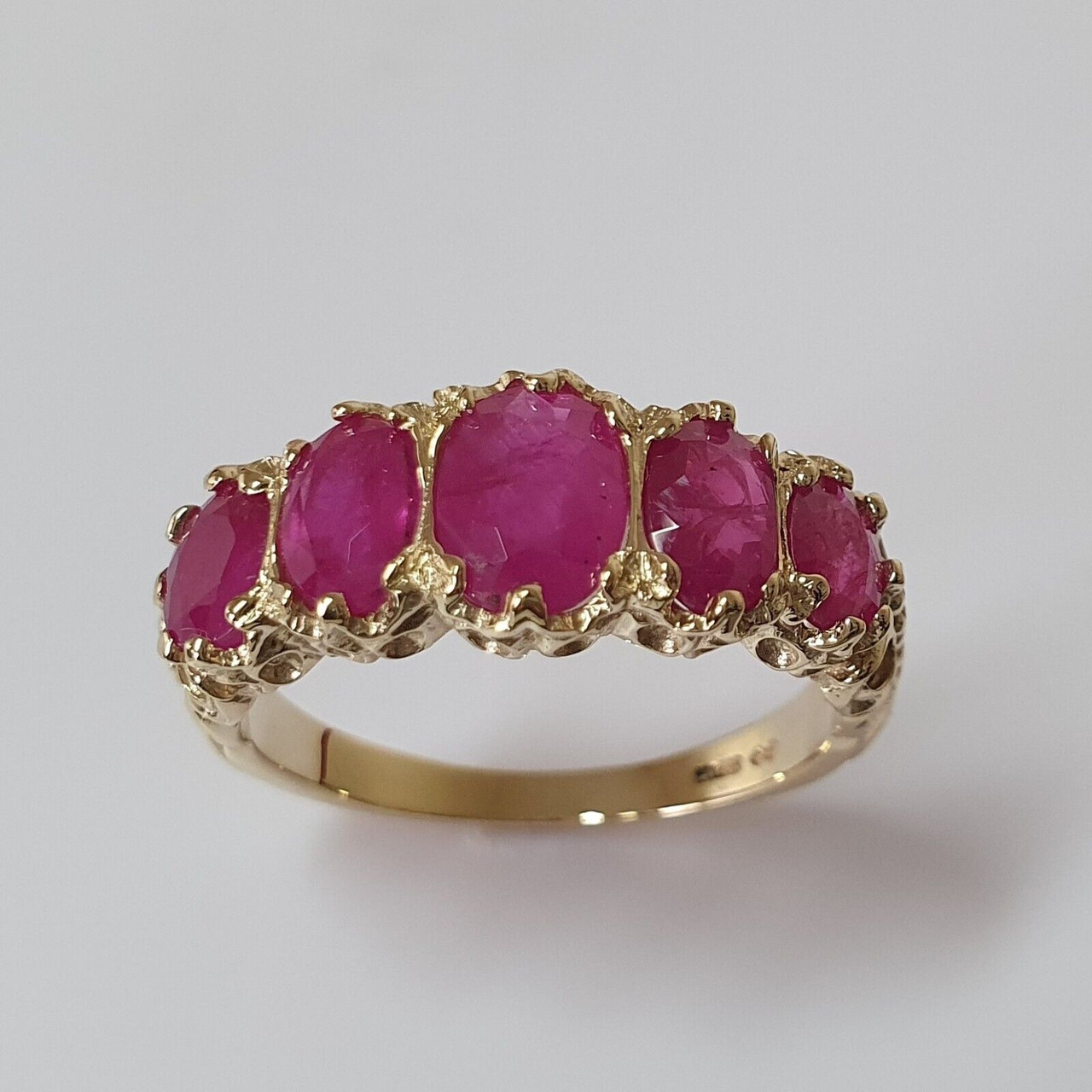 Victorian Style Luxury, Natural Rubies, Yellow Gold 9k
