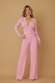 Lace Crochet Long Sleeve Jumpsuit-51872