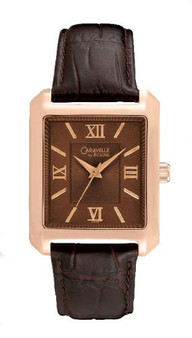 Caravelle by Bulova Men's Rose Tone And Brown Color Scheme Watch