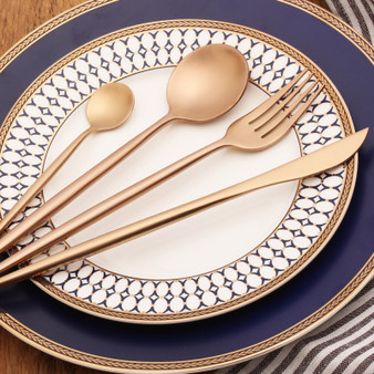 24 Pieces Rose Gold Dinnerware Set