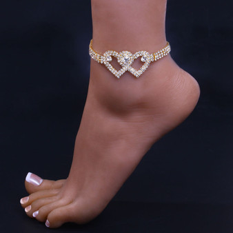 double heart foot chain