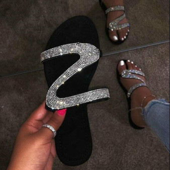 crystal slip on slides women
